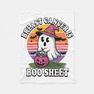Witch Ghost Breast Cancer Boo Sheet Halloween Fleece Blanket