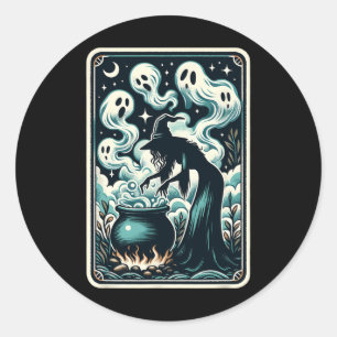 Witch Ghost Cauldron Gothic Supernatural Tarot Car Classic Round Sticker