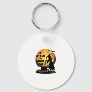 Witch Good Time Halloween Moon Cauldron_1 Keychain