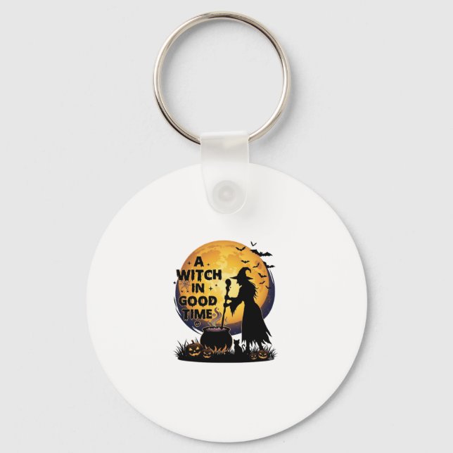 Witch Good Time Halloween Moon Cauldron_1 Keychain (Front)