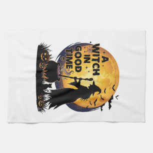 Witch Good Time Halloween Moon Cauldron_1 Kitchen Towel