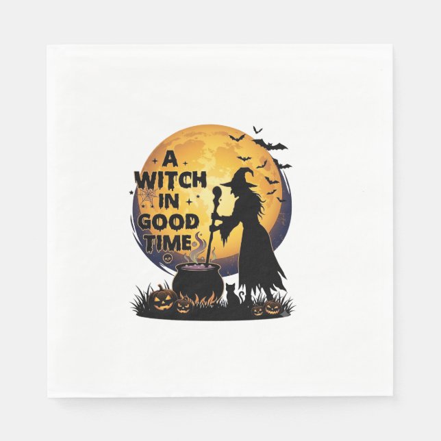 Witch Good Time Halloween Moon Cauldron_1 Napkin (Front)