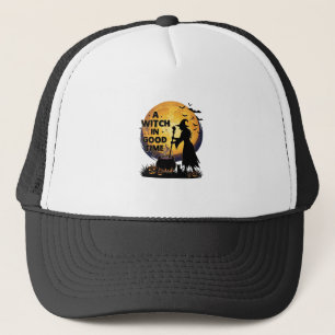 Witch Good Time Halloween Moon Cauldron_1 Trucker Hat