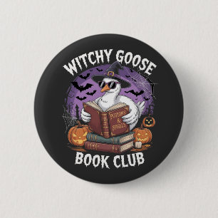 Witch Goose Book Club Spooky Halloween Animal 2 Inch Round Button