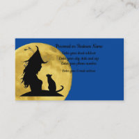 Witch greeting black cat silhouette fullmoon