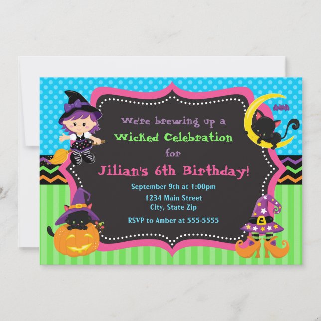 Witch Halloween Anniversaire Fête Invitation (Devant)