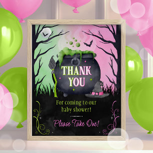 Witch Halloween Baby Shower Favors Sign Poster