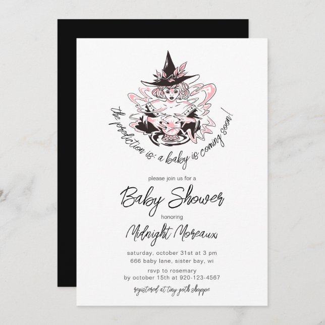 Witch Halloween Baby Shower Invitation (Front/Back)