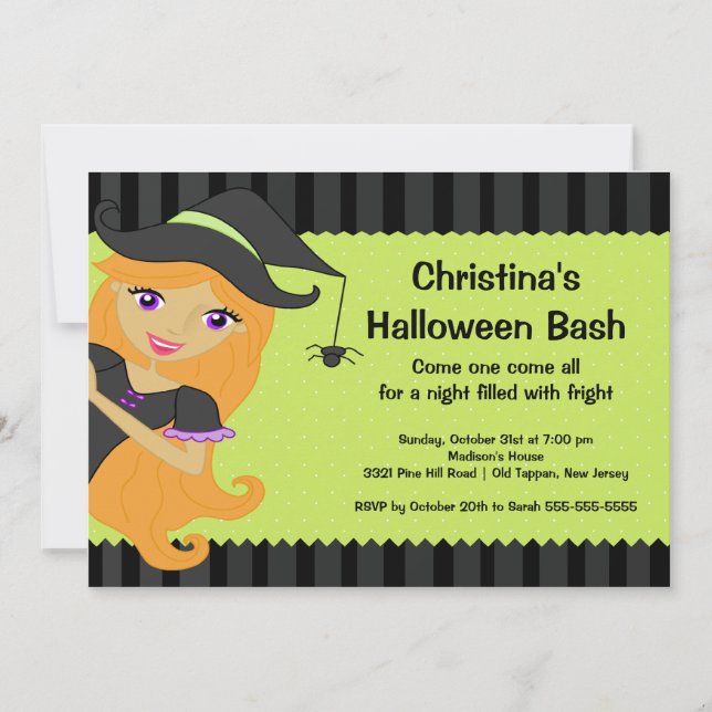 Witch Halloween Bash Halloween Party Invitations (Front)