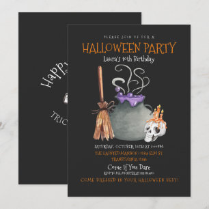 Witch Halloween Birthday Invitation