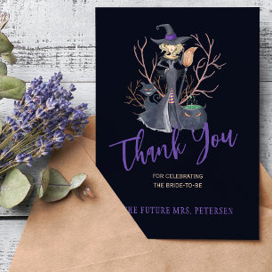 Witch Halloween bridal shower thank you Card