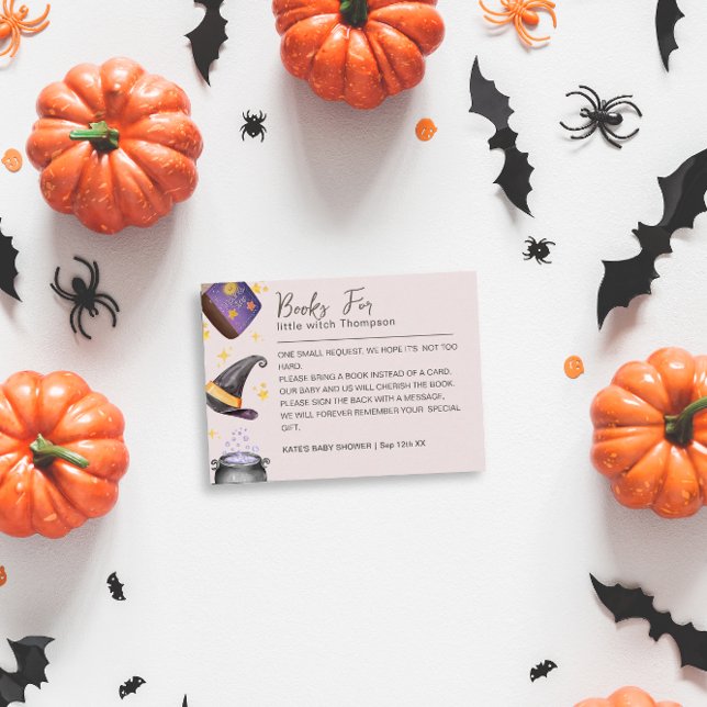 Witch Halloween Girl Book Request Baby Shower Enclosure Card (Creator Uploaded)