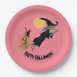 Witch Halloween Party Fun Colourful Paper Plate