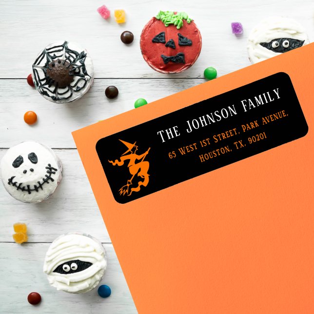 Witch Halloween Party Mail Black Adresse de retour (Witch Halloween Party Mail Black Return Address Label)