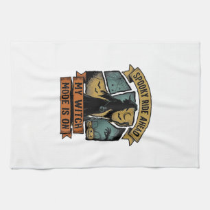 Witch Halloween Shirt Funny Vintage Witch Design_1 Kitchen Towel
