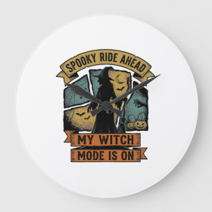 Witch Halloween Shirt Funny Vintage Witch Design_1 Large Clock