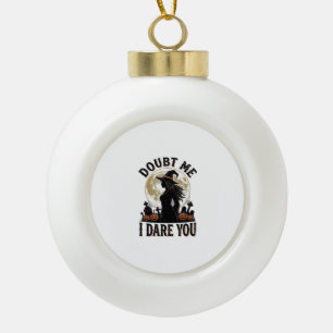 Witch Halloween Shirt with Vintage Moon Graveyard Ceramic Ball Christmas Ornament