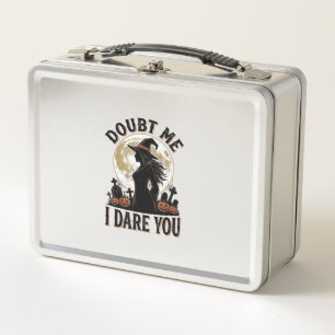 Witch Halloween Shirt with Vintage Moon Graveyard Metal Lunch Box