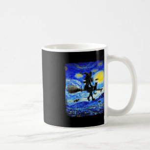 Witch Halloween Starry Night Van Gogh Aesthetic Pa Coffee Mug