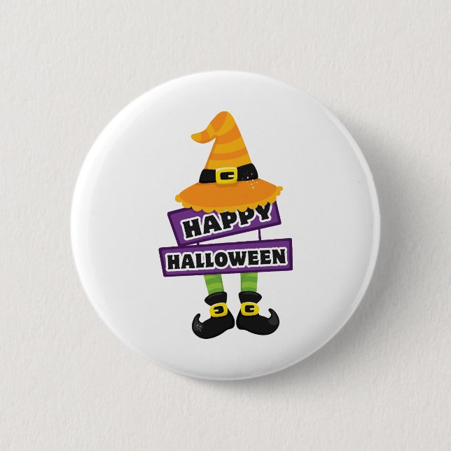 Witch Hat and Feet Halloween 2 Inch Round Button (Front)