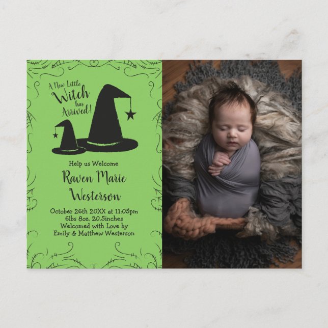 Witch Hat Baby Shower Halloween Postcard (Front)