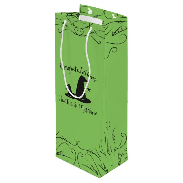 Witch Hat Baby Shower Halloween Wine Gift Bag (Back Angled)