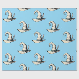 Witch Hat Blue Wrapping Paper