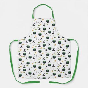 Witch Hat Broom Cauldron Halloween Pattern Apron