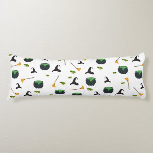 Witch Hat Broom Cauldron Halloween Pattern Body Pillow