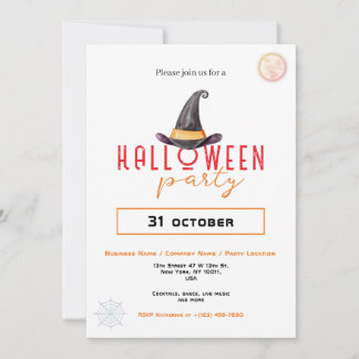 Witch Hat Business Halloween Party Office Event I Invitation