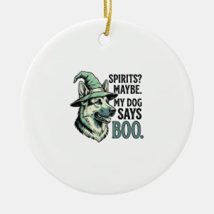 Witch Hat Dog Vintage Engraving Halloween Humour D Ceramic Ornament