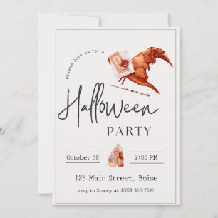 Witch Hat Fall Halloween Party Invitation