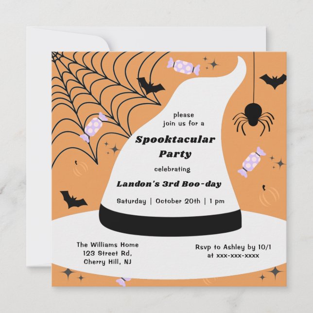 Witch Hat Halloween Any Year Birthday Invitation (Front)