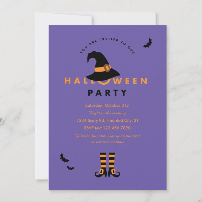 Witch Hat Halloween Party Invitation (Front)