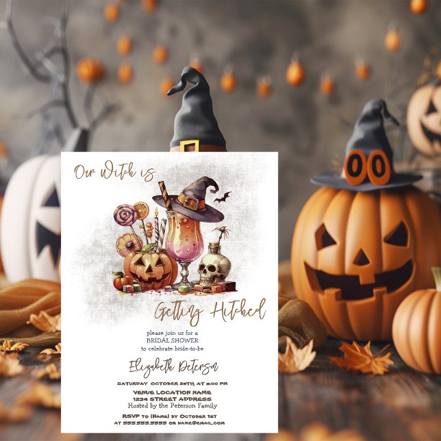 Witch Hat Pumpkin Drink Halloween Bridal Shower Invitation (Creator Uploaded)