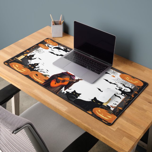 Witch Hat Pumpkin Halloween Vibes Desk Mat (Office 2)