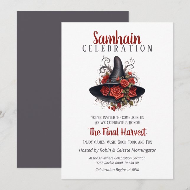 Witch Hat Samhain Harvest Halloween Party Invitation (Front/Back)