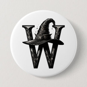 Witch Hat W Black Hat Halloween 3 Inch Round Button
