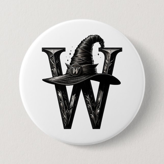 Witch Hat W Black Hat Halloween 3 Inch Round Button (Front)