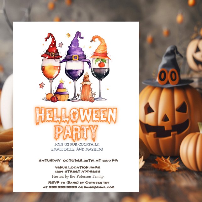 Witch Hat Wine Halloween Party Invitation (Creator Uploaded)