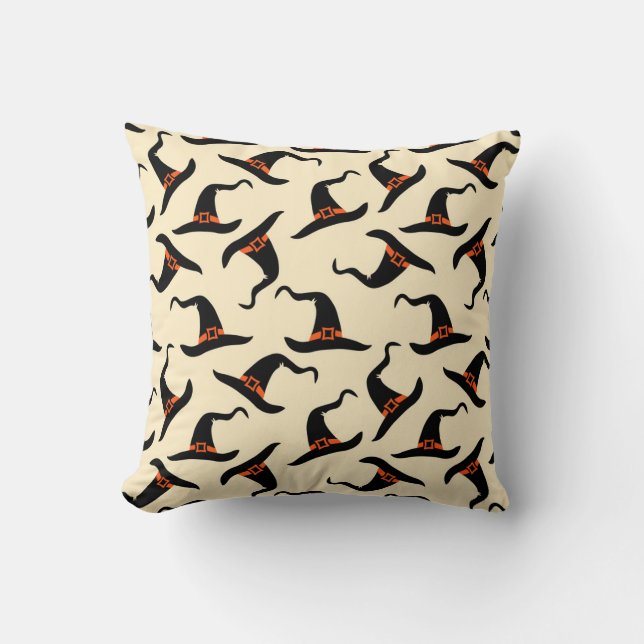 Witch hats, Halloween seamless pattern. Throw Pillow (Front)