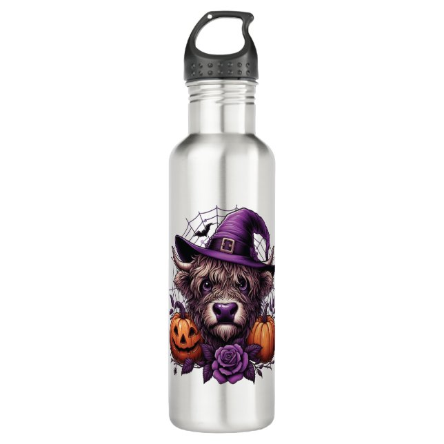 Witch Highland Halloween Cow 710 Ml Water Bottle (Front)