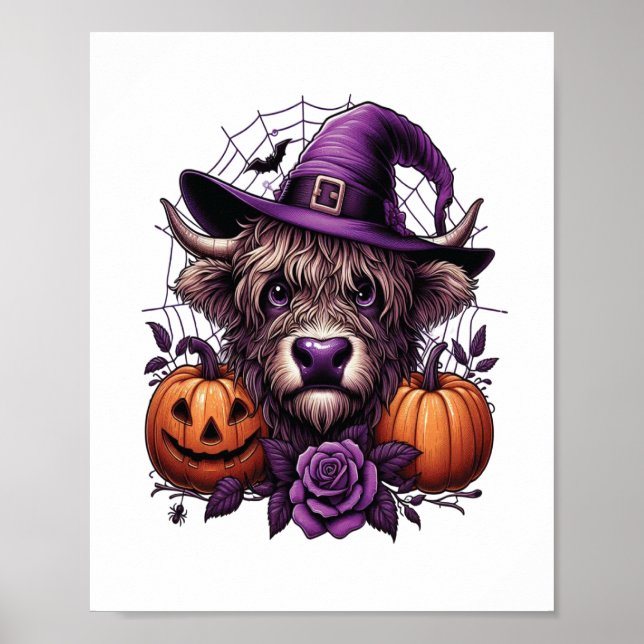 Witch Highland Halloween Cow Poster (Front)