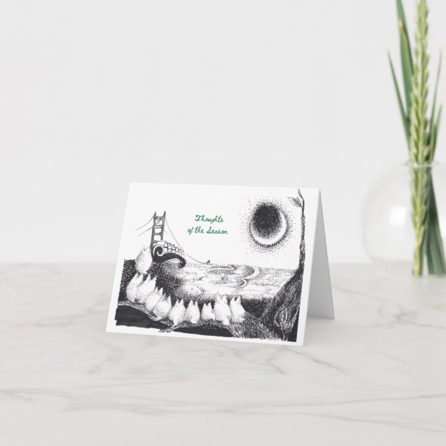 Witch holiday Yule card "Thoughts of the Season" (Front)