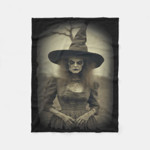 Witch Horror Creepy Gothic Halloween Fleece Blanket