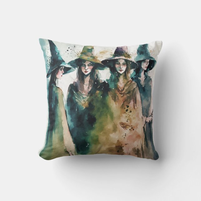 Witch illustration #1 throw pillow (Front)