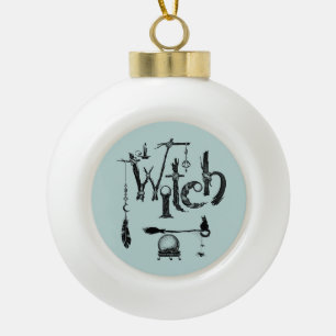 Witch Illustrative old world nature   Ceramic Ball Christmas Ornament