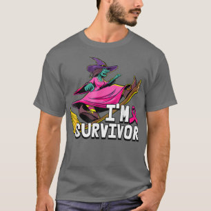 Witch Im A Survivor Halloween Breast Cancer Awaren T-Shirt