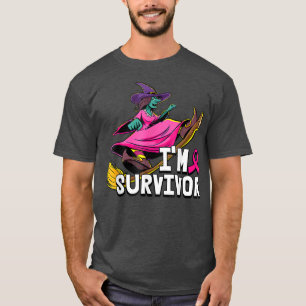 Witch Im A Survivor Halloween Breast Cancer Awaren T-Shirt