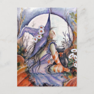 Witch in a pumpkin patch Postcard